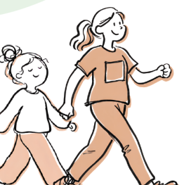 mamma e bambina che camminano insieme